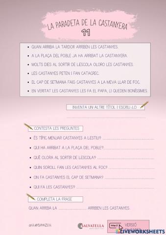 COMPRENSIÓ LECTORA 11: La castanyera