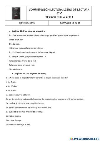 Comprensión lectora Terror en la red 1