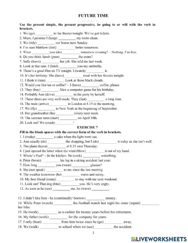 Future Time + Tenses