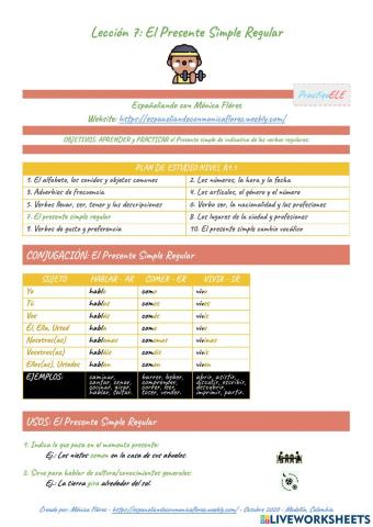 Presente Simple Regular