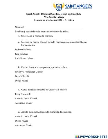 Examen de nivelación