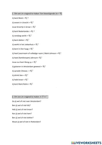 Om een zin vragend te maken