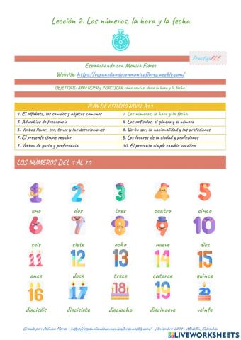 Los números, la hora y la fecha