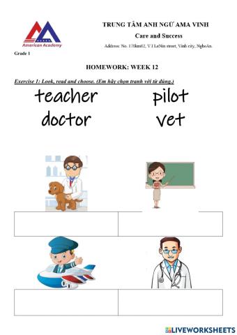 Week 12 grade 1 unit 3 job