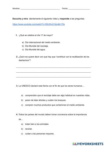 El reciclaje (comprensión oral)