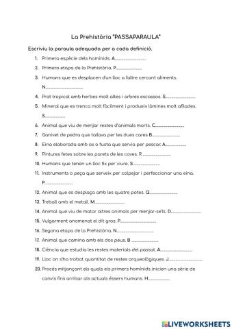 La Prehistòria -Passaparaula-