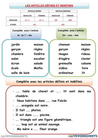 Articles définis et indéfinis