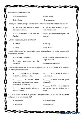 Comprensión oral: Carretera y manta