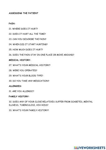 Assessing the patient