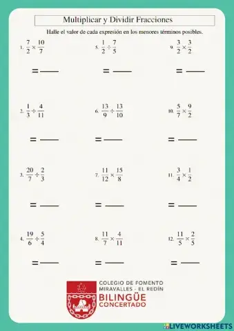 Multiplicar y dividir fracciones