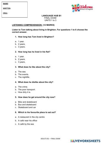 Final exam language hub