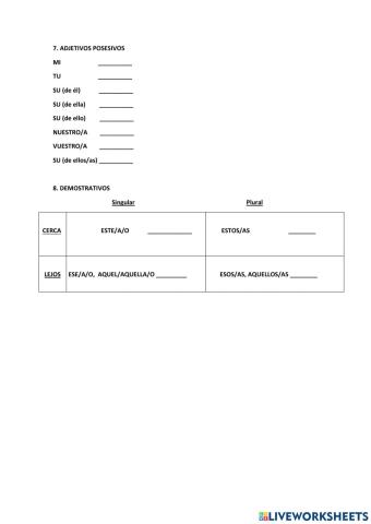 7-8. adjetivos posesivos y demostrativos