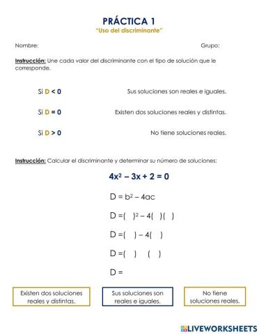 Práctica de clase 1 -Uso del discriminante-