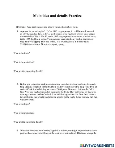 Main ideas and supporting details 1