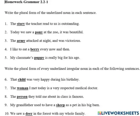 Change y to i & Irregular Plural Nouns