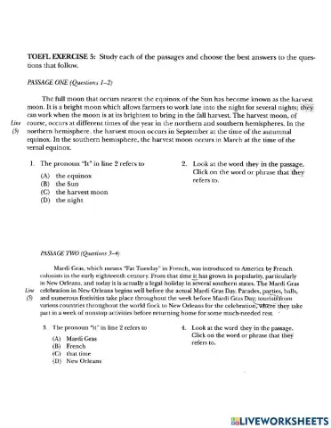 Toefl reading exercise 5