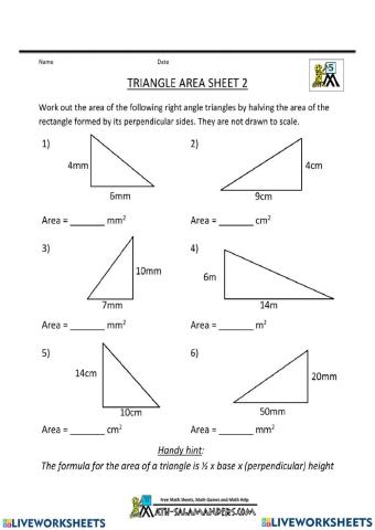 Area of right triangles