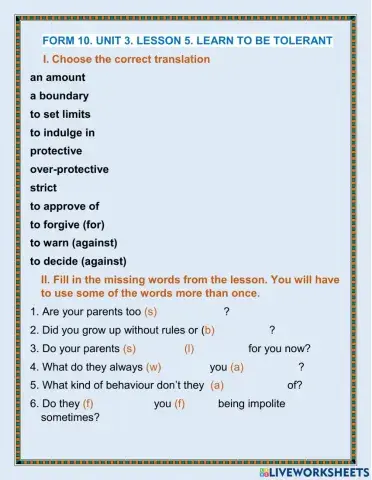 FORM 10. UNIT 3. Lesson 5
