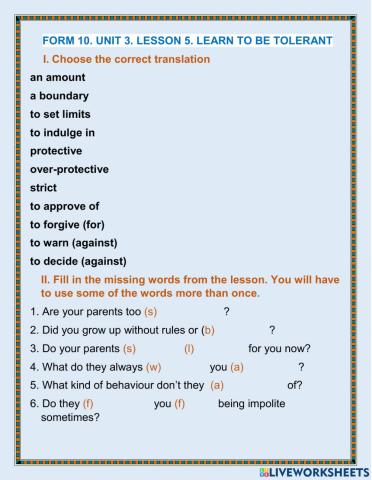 FORM 10. UNIT 3. Lesson 5