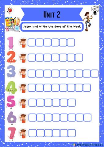 3rd grade. Unit 2. Sheet 1