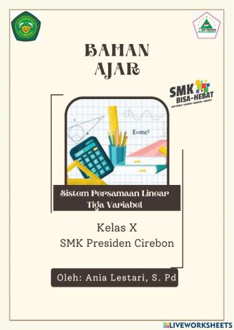 Sistem Persamaan Linear Tiga Variabel