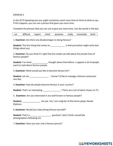 IE1, Unit 7, Speaking, Exercise 5