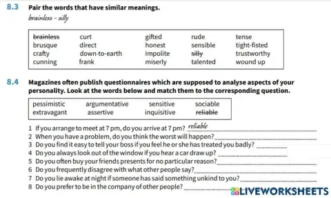 Unit 8: Describing people: personality