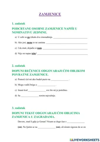 Zamjenice (6) - 1. dio