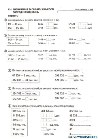 Визначення загальної кількості розрядних одиниць