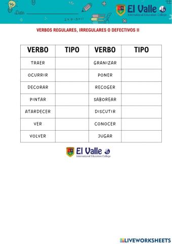 REGULAR, IRREGULAR O DEFECTIVO II