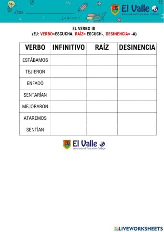Raíz y desinencia verbal II