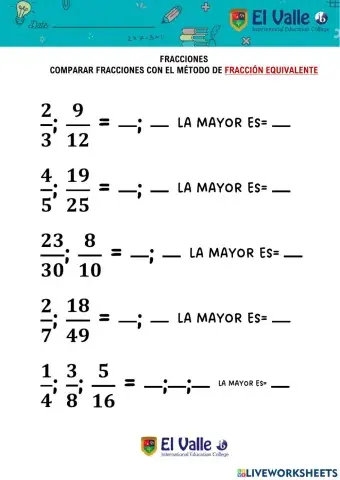 Comparar fracciones i
