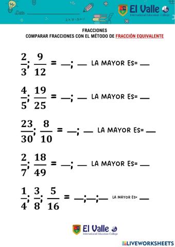 Comparar fracciones i