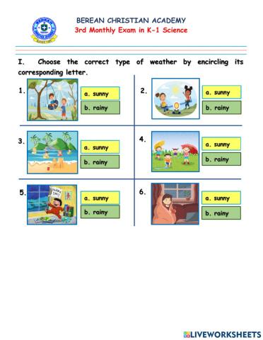 Pre-K Science Nov Exam