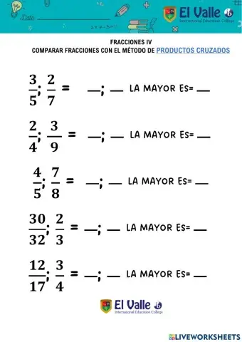 Comparar fracciones IV