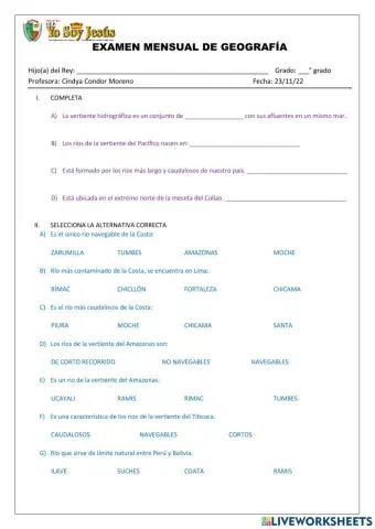 Examen de geografía