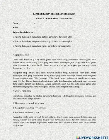 LKPD - Gerak Lurus Beraturan (GLB)