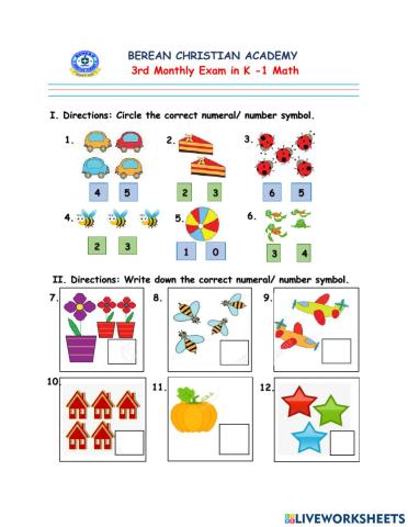 Pre-K Math Nov Exam