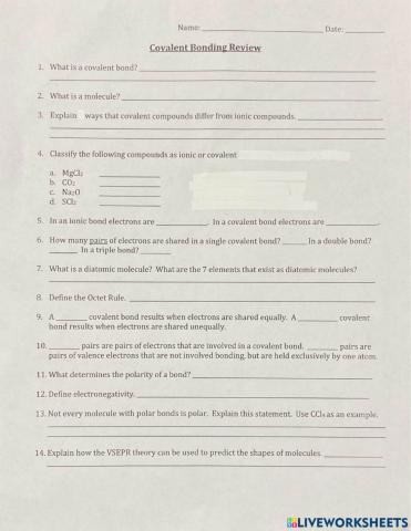 Bonding and Polarity Review