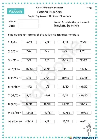 Rational Numbers (Equivalent Rational Numbers)