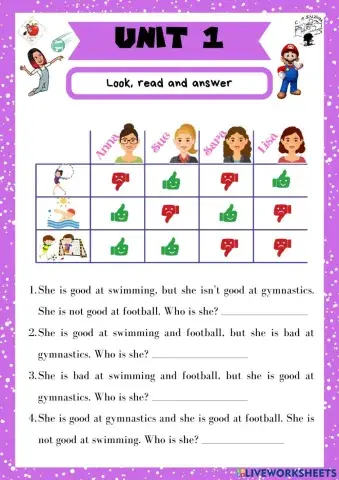 4th grade. Unit 1. Sheet 6