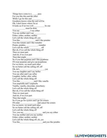 Let's Call the Whole Thing off Song