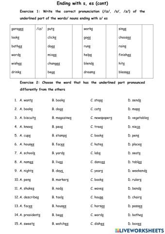 Ending with -s-, -es-