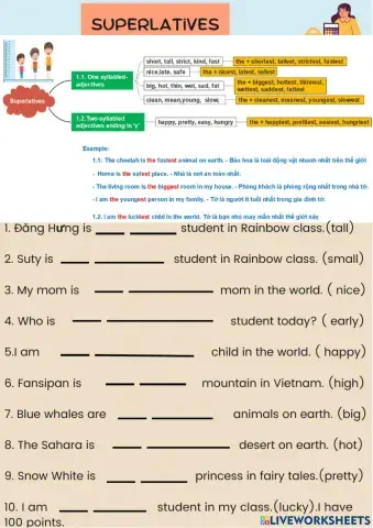 Superlatives rainbow unit 1