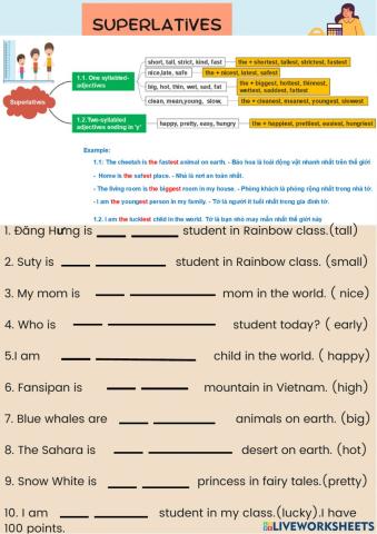 Superlatives rainbow unit 1