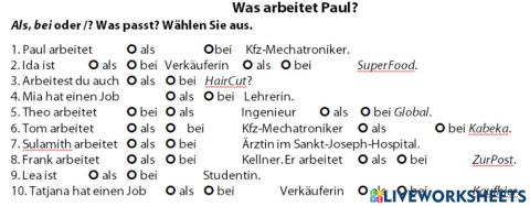 Momente A 1.1 Lektion 2: arbeiten als bei