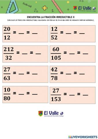 Fracción irreductible II