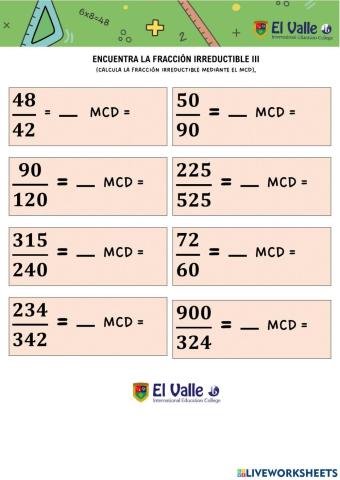 Fracción irreductible III