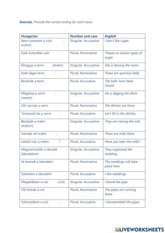 Noun endings exercise 3
