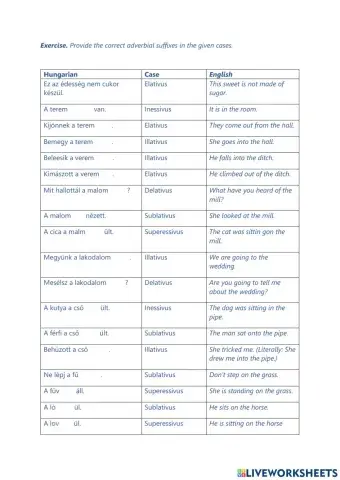 Adverbial suffixes 2